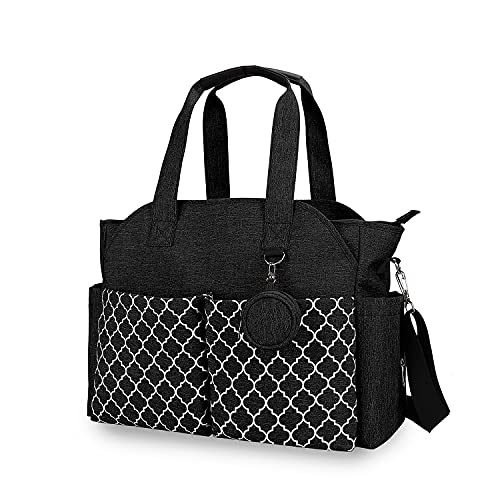 Multi-Function Black Diaper Bag with Changing Station