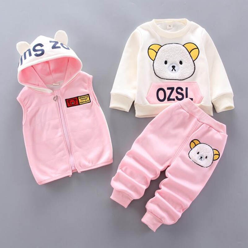 3PCS Baby Fleece Hooded Outfits – Unisex
