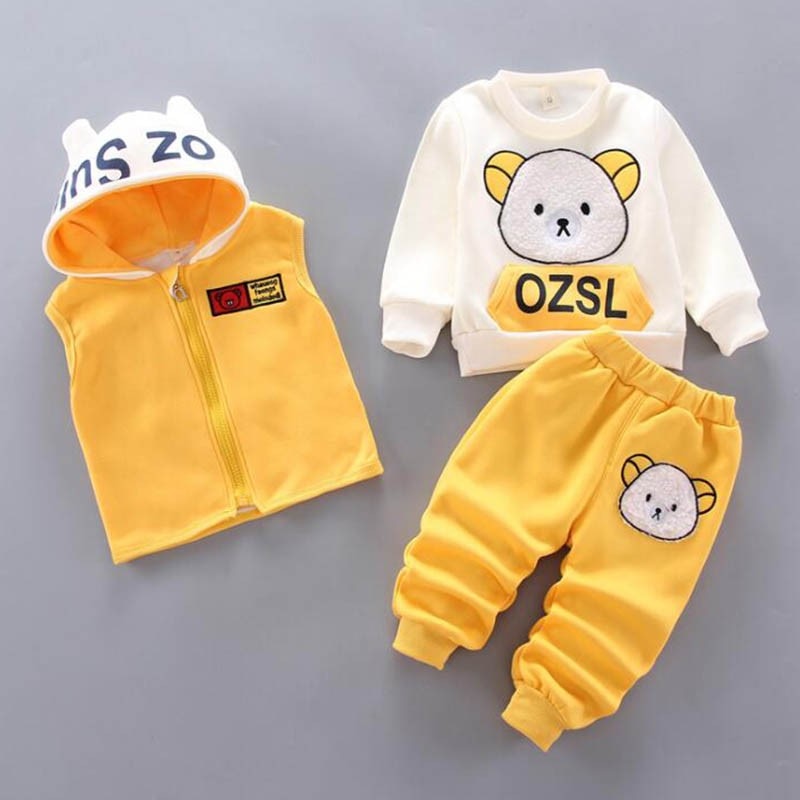 3PCS Baby Fleece Hooded Outfits – Unisex