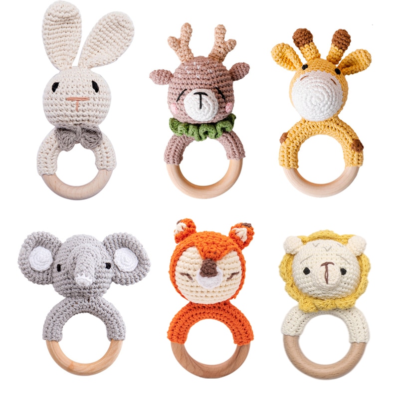 Crochet Animal Teething Rattle for Babies