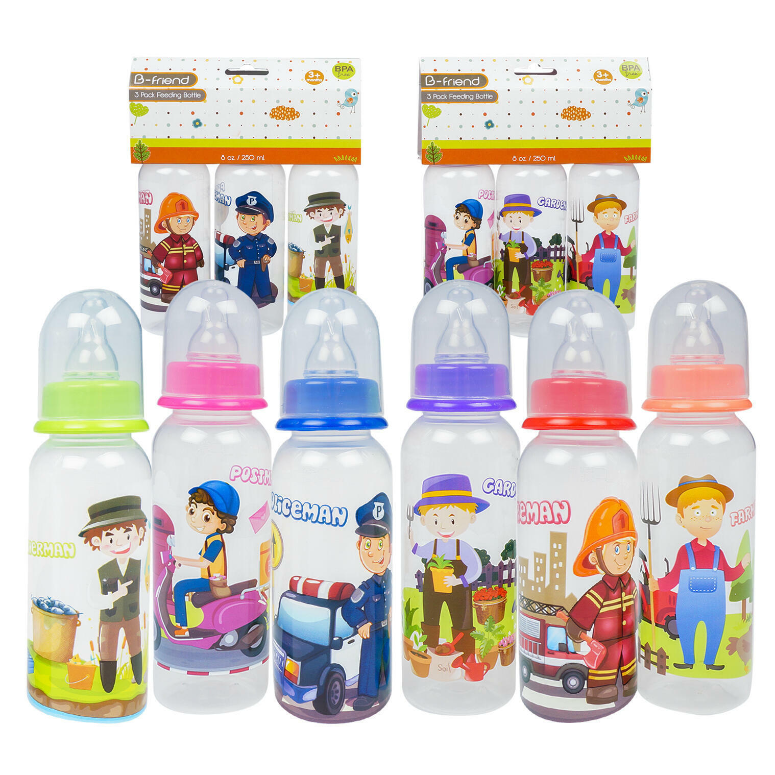 Superhero Baby Feeding Bottles - 6 Pack