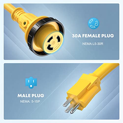 Kohree 30A to 15A RV Adapter Plug with LED