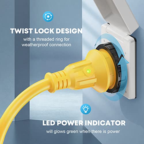 Kohree 30A to 15A RV Adapter Plug with LED