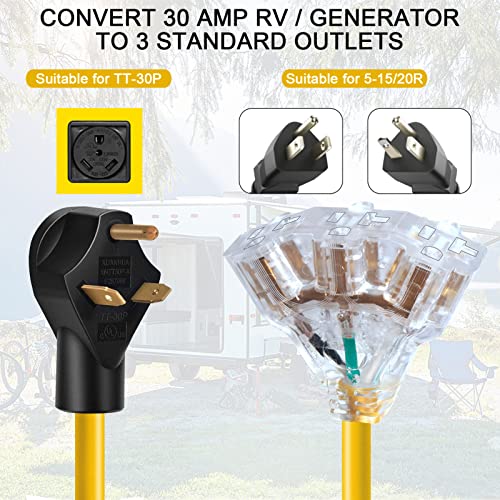 30 Amp RV Adapter Extension Cord, 2ft