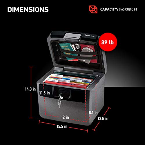 Fireproof Waterproof Document Safe with Key Lock