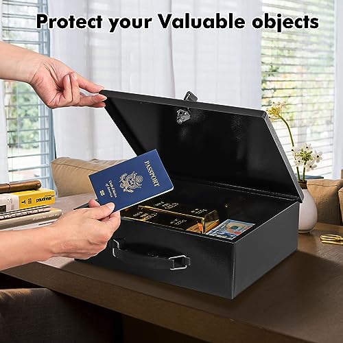 Fireproof Document Box with Key Lock for Valuables