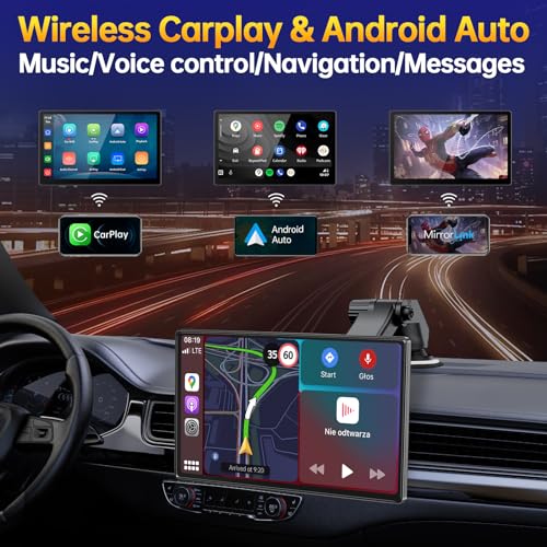 Jataza 9" Wireless CarPlay Android Auto Screen with GPS
