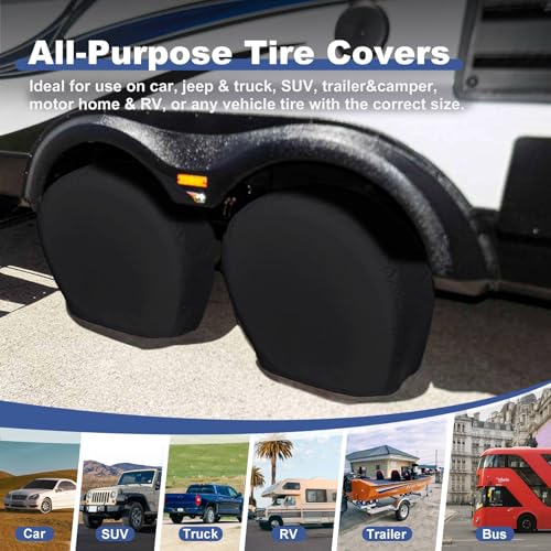 Universal RV Tire Covers 4 Pack, Black, 23-25.75