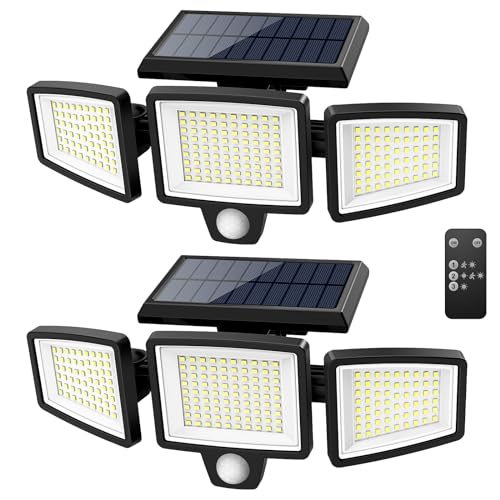 Solar Outdoor Security Lights with Remote Control (2 Pack)