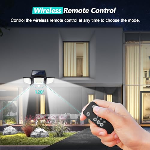 Solar Outdoor Security Lights with Remote Control (2 Pack)