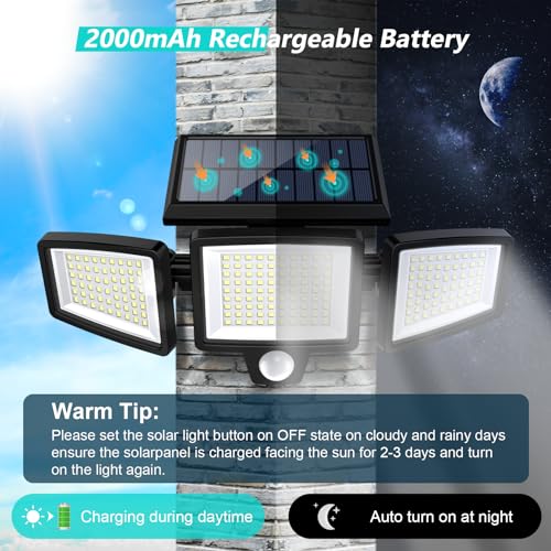 Solar Outdoor Security Lights with Remote Control (2 Pack)