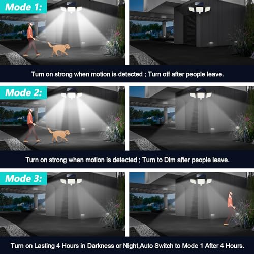 Solar Outdoor Security Lights with Remote Control (2 Pack)