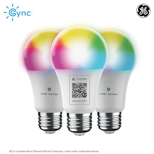 GE CYNC Color Changing Smart LED Light Bulbs with Matter Compatibility, Bluetooth/Wi-Fi, Alexa/Google Home (4 pk)