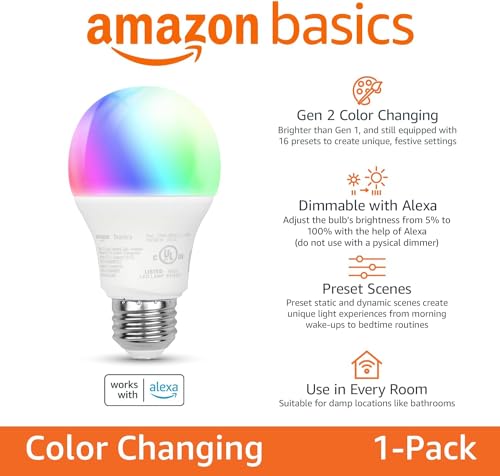 Amazon Basics Smart Wi-Fi LED Bulb, Alexa Compatible