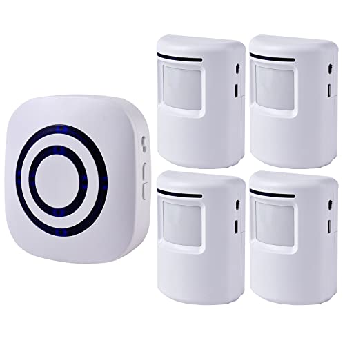 Wireless Driveway Alarm with 4 Sensors and 1 Receiver