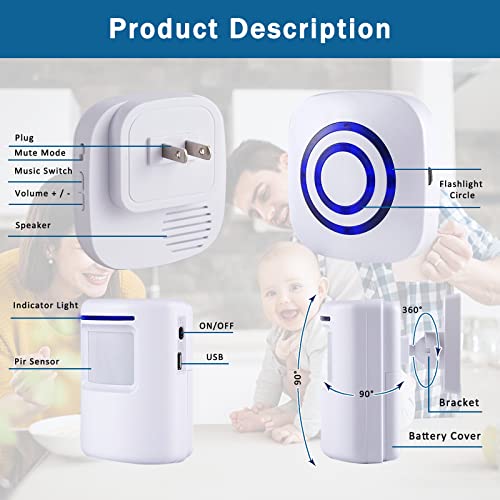 Wireless Driveway Alarm with Motion Sensor and Receiver