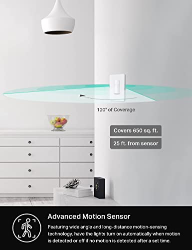 Kasa Smart Motion Sensor Switch, Single Pole, Neutral Wire, Wi-Fi Light, Alexa/Google Assistant, UL Certified (2 Pack)