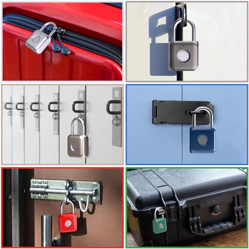 Biometric Fingerprint Smart Padlock, USB Rechargeable, Waterproof, Gray