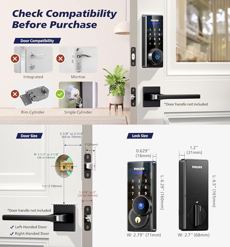 Philips Fingerprint Door Lock with Keys, Biometric Entry