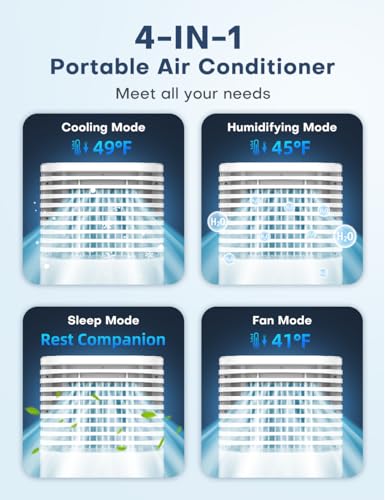 Portable 4-in-1 Evaporative Air Cooler with Remote Control