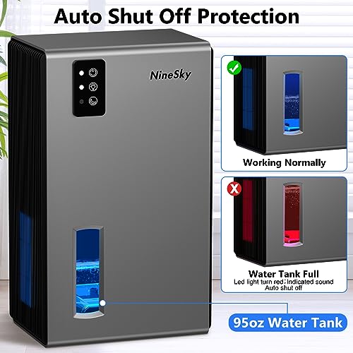 NineSky Dehumidifier, 85 oz Water Tank, 800 sq.ft, Auto Shut Off