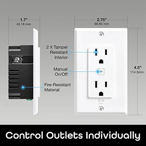 Geeni Wi-Fi Smart Wall Outlet 2-Pack for Alexa/Home
