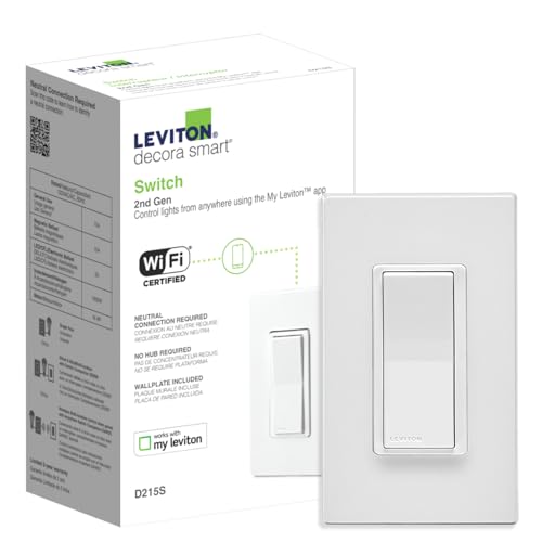 Leviton Decora Smart Switch, Wi-Fi 2nd Gen, Works with Matter, My Leviton, Alexa, Google Assistant & Apple Home, Wired or Wireless 3-Way, White