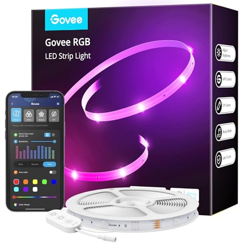 Govee Smart WiFi 50ft LED Strip Lights - RGB, Alexa/Google Assistant, Music Sync