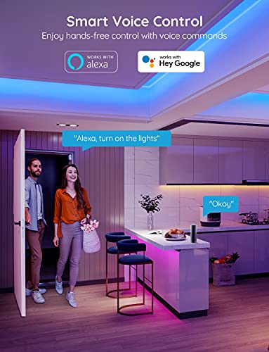 Govee Smart WiFi 50ft LED Strip Lights - RGB, Alexa/Google Assistant, Music Sync