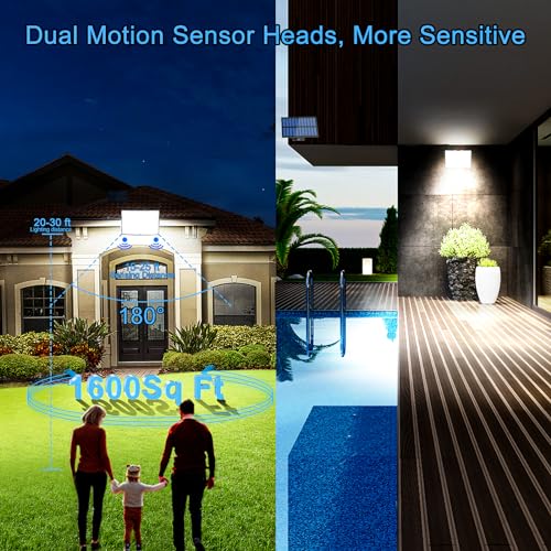 Outdoor Solar Powered Dual Motion Sensor Security Lights