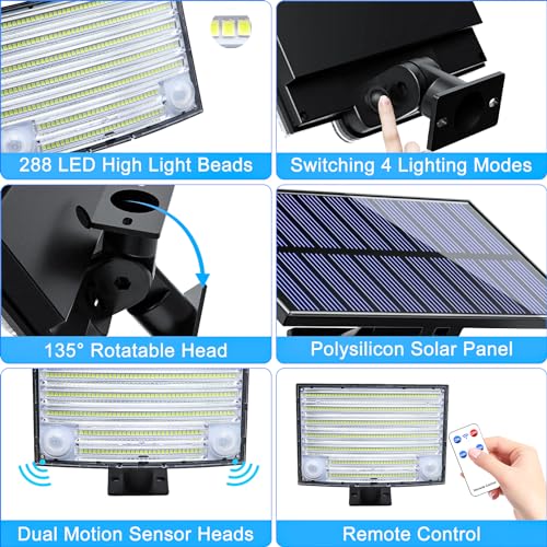 Outdoor Solar Powered Dual Motion Sensor Security Lights