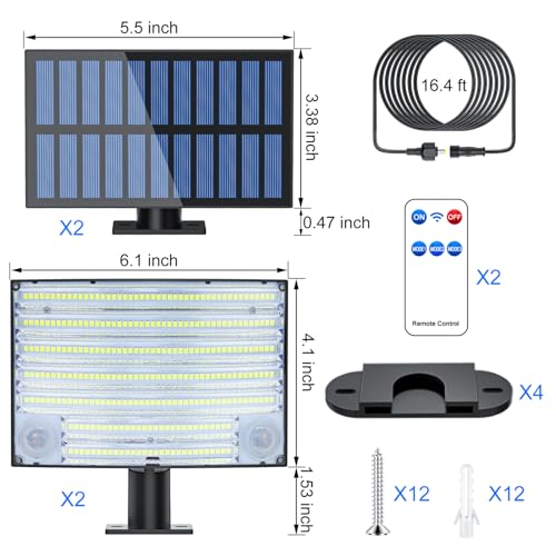 Outdoor Solar Powered Dual Motion Sensor Security Lights
