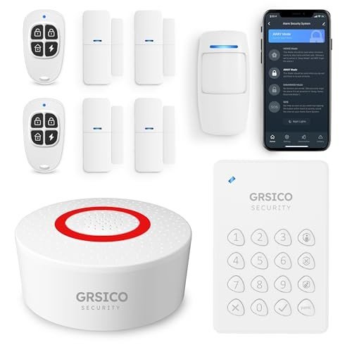 GRSICO Wireless Home Alarm System: 9-Piece Kit with Alexa