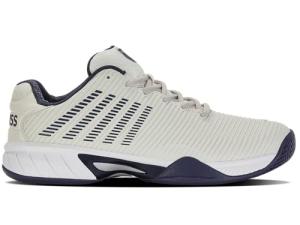K-Swiss Kid's Hypercourt Express 2 Tennis Shoe, Gray/White/Peacoat, 4 M Big Kid