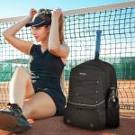 Arcoyard Tennis Bag, Large Tennis Bags For Women, Tennis Backpack with Ventilated Shoe Compartment and Insulated Pocket, Hold 2 Tennis Pickleball Rackets, Tennis Pickleball Balls and More (black)