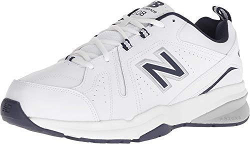 New Balance Men's 608 V5 Casual Comfort Cross Trainer, White/Navy, 10.5 Wide