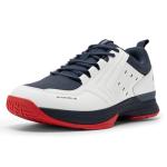 FitVille Wide Tennis Shoes for Men Pickleball Shoes Sneakers | Court Racquetball Athletic Shoes for Racquet Sport | Wide Toe Box & Arch Support (10 Wide, White & Navy Blue)
