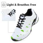 BKWHDAY Pickleball Shoes Men Tennis Court Sneakers Indoor Outdoor Breathable Athletic Sports Lightweight Non Slip White/Black