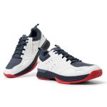 FitVille Wide Tennis Shoes for Men Pickleball Shoes Sneakers | Court Racquetball Athletic Shoes for Racquet Sport | Wide Toe Box & Arch Support (10 Wide, White & Navy Blue)