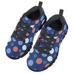 Biyejit Pickleball Print Kids Shoes Girls Lace Up Sneakers Running Tennis Athletic Sports Footwear Lightweight Breathable Walking Shoes
