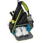 Alveroya Pickleball Sling Bag with Shoe Compartment for Men Women, Professional 2-3 Paddle Backpack, Large Capacity Bag with 36oz Water Bottle Pocket & Fence Hook - Black/Neon Green