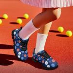 Biyejit Pickleball Print Kids Shoes Girls Lace Up Sneakers Running Tennis Athletic Sports Footwear Lightweight Breathable Walking Shoes