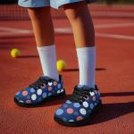 Biyejit Pickleball Print Kids Shoes Girls Lace Up Sneakers Running Tennis Athletic Sports Footwear Lightweight Breathable Walking Shoes