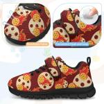 Pointodoor Kids Pickleball Shoes for Boys Size 13 Single Buckle Lace Up Sneakers Fire Flames Print Lightweight Slip on Athletic Shoes for Running Tennis Walking