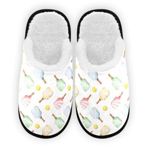 Umidedor Colorful Balls Pickleball Slippers for Women Girl Soft Indoor House Slippers Home Shoes for Bedroom Hotel Travel Spa