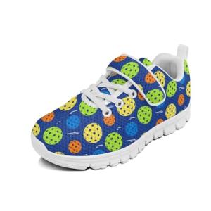 GWDDCMGYH Kids Running Sneaker Lightweight Pickleball Print Strap Walking Shoes Single Buckle Tennis Shoes Athletic Sports Running Sneaker for Boys Girls