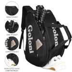 Goloni Pickleball Bag Padel Racket Backpack Large Capacity for Men Women Separate Waterproof Shoes Compartment Pickleball Accessories -Thermal Insulated Pockets Fits 4 to 10 Paddles