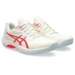 ASICS Women's Game FlyteFoam Pickleball Shoes, 9.5, Cream/Flash RED