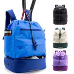 J World Ace Large Tennis Backpack for Women Men. Holds 2 Rackets. Badminton Squash Pickleball Bag. Kids Sports Gym Bag with Shoe Compartment, Navy