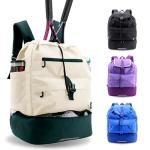 J World Ace Large Tennis Backpack for Women Men. Holds 2 Rackets. Badminton Squash Pickleball Bag. Kids Sports Gym Bag with Shoe Compartment, White Green